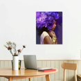 thumbnail image 2 of JEUXUS  African American Wall Art Purple Flower on Black Women Head Vintage Canvas Art Modern Abstract Girl Picture Home Wall Decor for Bedroom Living Room, Framed Ready to Hang  16x20 in, 2 of 5