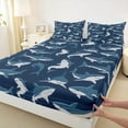 thumbnail image 3 of Feelyou Blue Shark Animal Bed Sheets, Kawaii Sealife Child King Sheets, 4pcs, 3 of 7