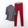 thumbnail image 2 of Bixock Women Pajamas Set High Neck Half Sleeve Long Pants Loungewear Set Solid Color Casual Summer Fall Wear, 2 of 5