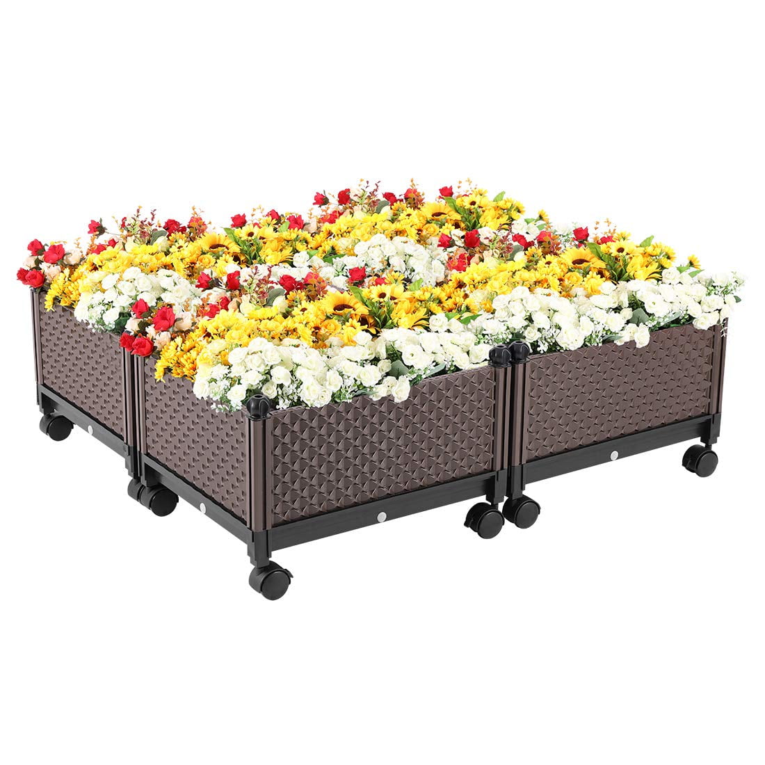 Elevated Plastic Wheeled Raised Garden Bed Planter Kit for ...