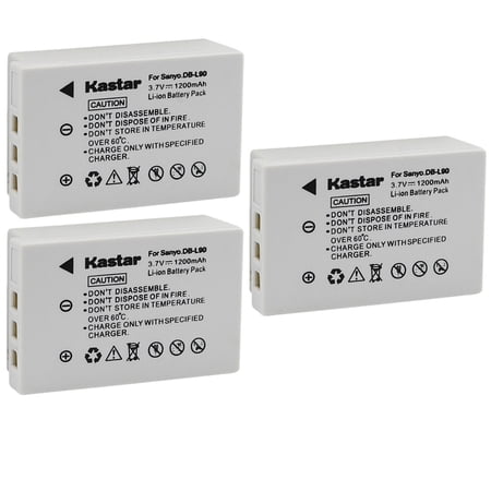 Kastar Battery 3-Pack Replacement for Sanyo DB-L90 DB-L90A DB-L90AU Battery Sanyo DMX-SH1 DMX-SH11 DMX-SH11K DMX-SH11R VPC-SH1 VPC-SH1BK VPC-SH1EXBK VPC-SH1EXR VPC-SH1GX VPC-SH1R VPC-SH11 Camera