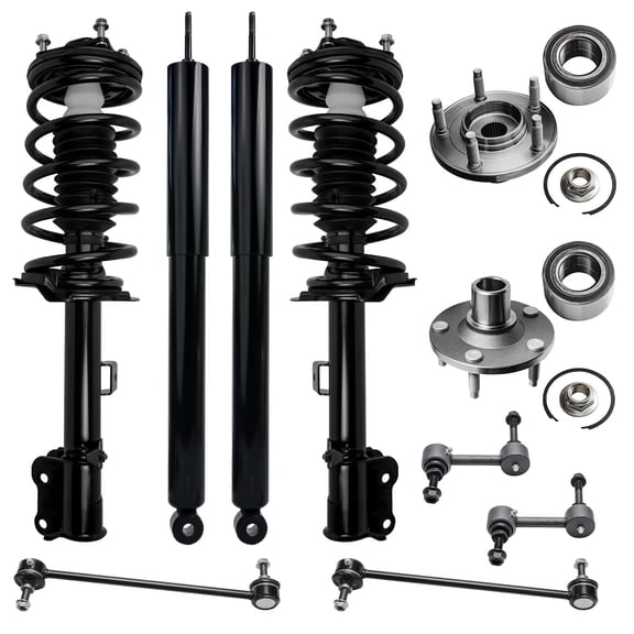 Detroit Axle - 10pc Suspension Kit for 2009-2012 Ford Escape Mercury Mariner Mazda Tribute 2 Ready Struts, 2 Shocks, 2 Wheel Bearing Hubs, 4 Sway Bars Replacement