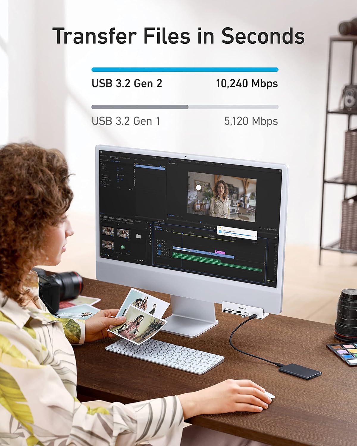Anker USB C Hub, 535 USB C Hub (5-in-1), with 2 USB-A 10 Gbps Data Ports, USBC 10 Gbps Port, SD and microSD Card Reader