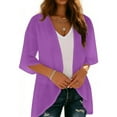 thumbnail image 4 of Daiosportswear Women'S Chiffon Kimono Loose Casual Open Front Cover Ups,Cover-Up for Women Purple M(M), 4 of 8