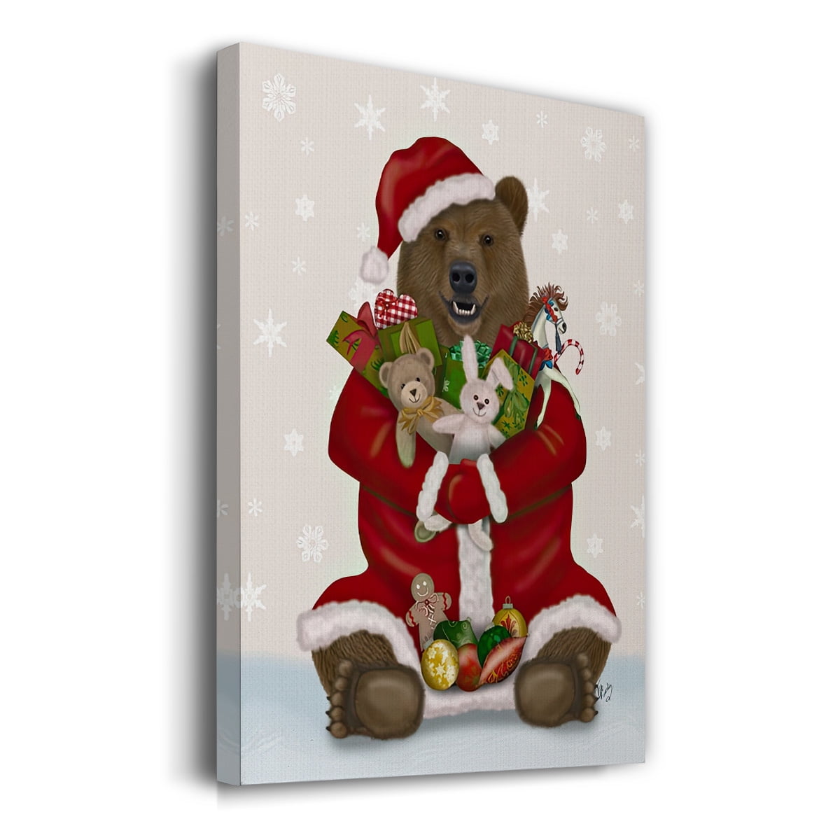 Christmas Christmas Present Bear Hug- Gallery Wrapped Canvas