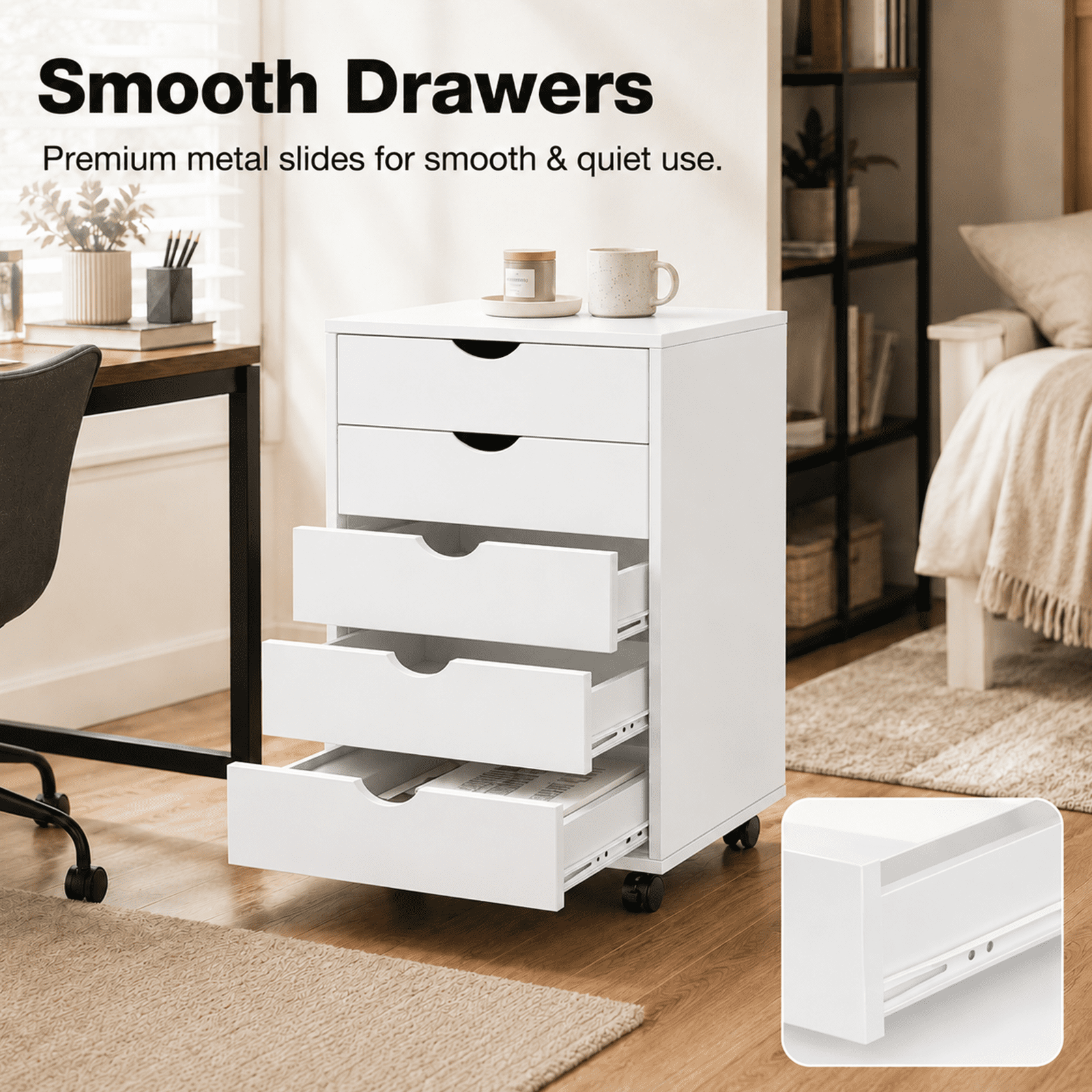 Alvantor 5/7-Drawer Storage Cabinet with Rolling Wheels, Lockable Casters, Spacious Drawers & Top Shelf for Office & Home