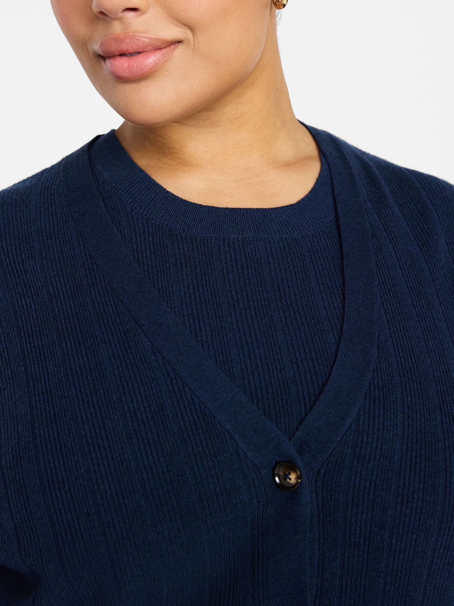 Terra & Sky Women's Plus Size Ribbed Tank Top and Cardigan Set, 2-Piece, Sizes 0X-5X