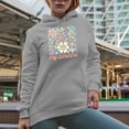 thumbnail image 2 of Hey, Sunshine with Retro Smiling Flowers Art Merch Gift, Heather Grey Hooded Sweatshirt or Hoodie, XL, 2 of 5