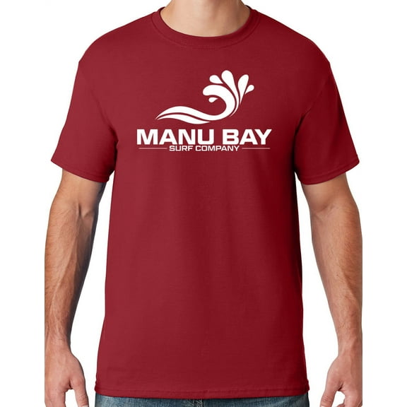 Mens Manu Bay Surf Company WHITE LOGO T-shirt, 3XL Crimson Red