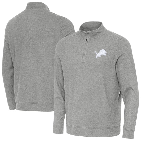 Men's Antigua Heather Gray Detroit Lions Subtle Quarter-Zip Top