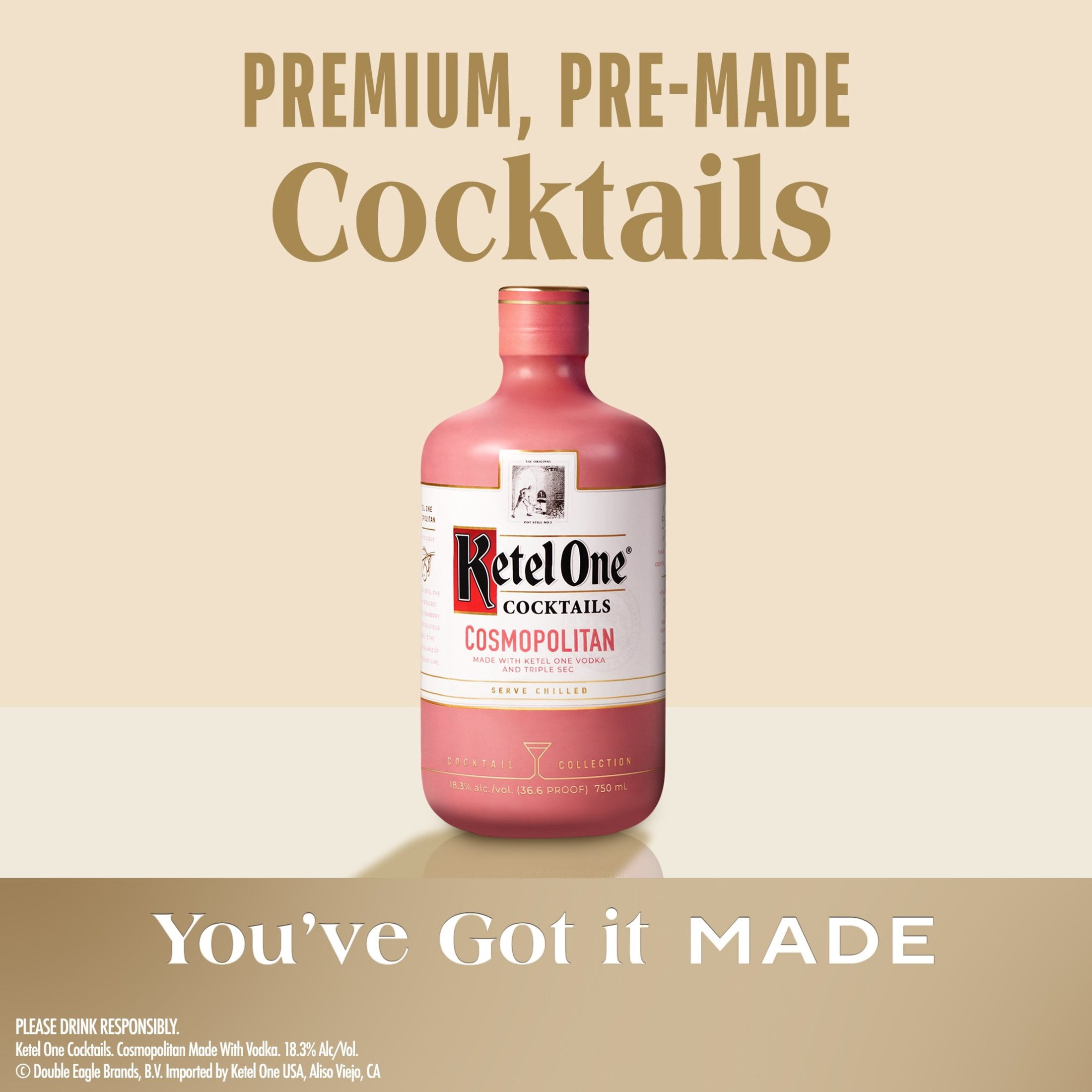 Ketel One Cosmopolitan Cocktail (Made with Ketel One Vodka), 750 mL, 18% ABV