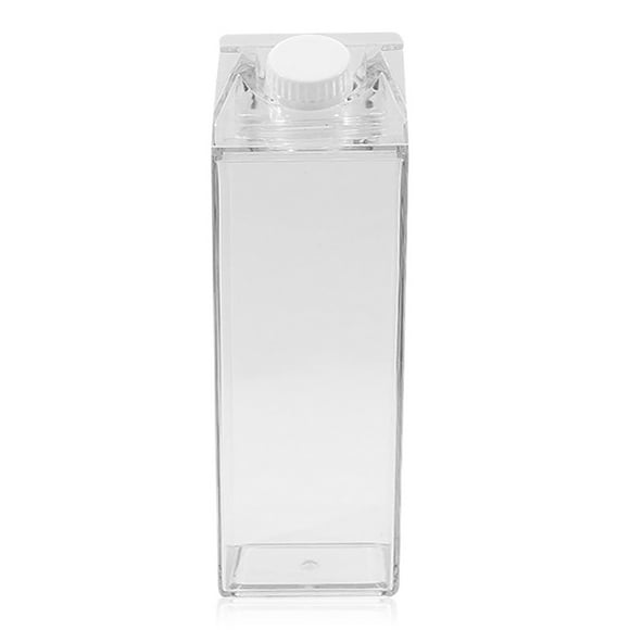 relayinert Transparent Square Milk Water Bottle Safe Plastic Juice Box Cup Lid Reusable Storage Organizer Party Kids Adults Outdoor 500ML