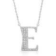 thumbnail image 2 of White Gold Plated All 26 Letter Alphabet Initial Micro Pave CZ Cubic Zirconia Pendant Mens Womens Necklace, Giorgio Bergamo E, 2 of 5