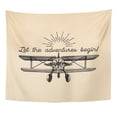 thumbnail image 1 of UFAEZU Let The Adventures Begin Motivational Vintage Retro Airplane Wall Art Hanging Tapestry Home Decor for Living Room Bedroom Dorm 51x60 inch, 1 of 2
