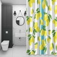 thumbnail image 4 of Summer Lemon Shower Curtain for Bathroom Decor, Watercolor Fruit Farmhouse Blue Strip Waterproof Fabric Shower Curtain, 36"x72" Set with 12 Hooks, 4 of 9