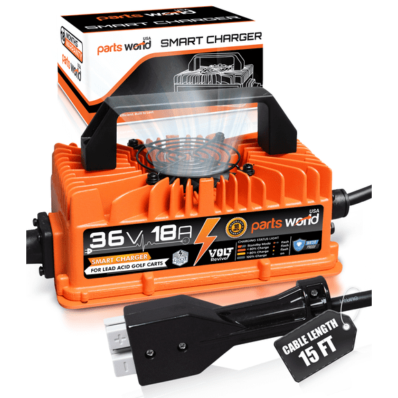 VoltRevive™ 36V 18A Lead-Acid Golf Cart Charger for EZGO Marathon with Anderson SB-50 Plug | Fast Charging with TrickleFlow™ | IP67 Waterproof