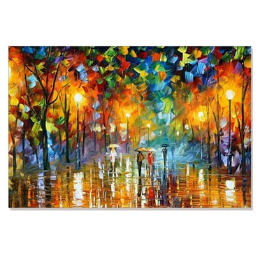 1PCS Raining Scene Style Wall Decor 100% Hand-painted Modern Beautiful Painting Art for Living Room Bedroom Home Wall Decoration 31.5*19.7*0.1in