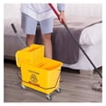 thumbnail image 2 of Cleaning Bucket with Wheels - 5 Gallon Yellow Mop Bucket with Wringer - Heavy Duty Plastic Utility Bucket for Home, Kitchen, and Garage - Rolling Janitorial Bucket, 2 of 6