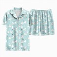 thumbnail image 5 of Towmus Womens Silk Satin Pajamas Set Short Sleeve Sleepwear Soft Button Down Loungewear Two-piece Pjs Sets, 5 of 5
