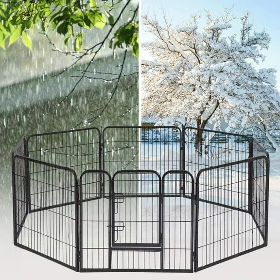 KPIBEST 31.5 Inch Heavy Duty Dog Playpen 8 Panels Exercise Pen Pet Fence Cage with Door 31.5"*31.5*8