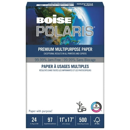 Polaris Shelf - Boise POLARIS Premium Multipurpose Paper, 11 x 17, 24lb, White, 2500/CT