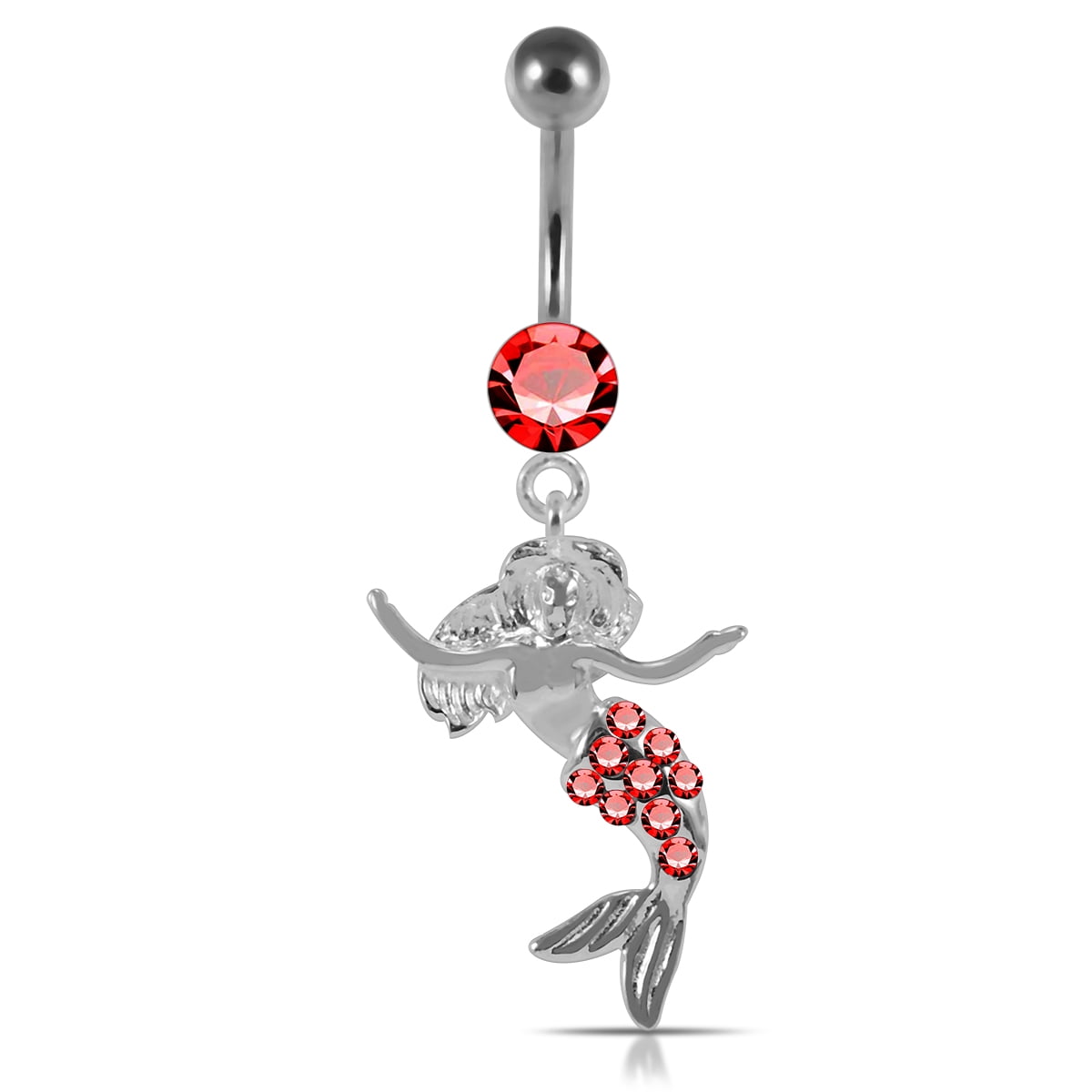 PRETTY REAL SOLID STERLING SILVER DANGLE 316L STEEL BELLY NAVEL RING 14 GAUGE 