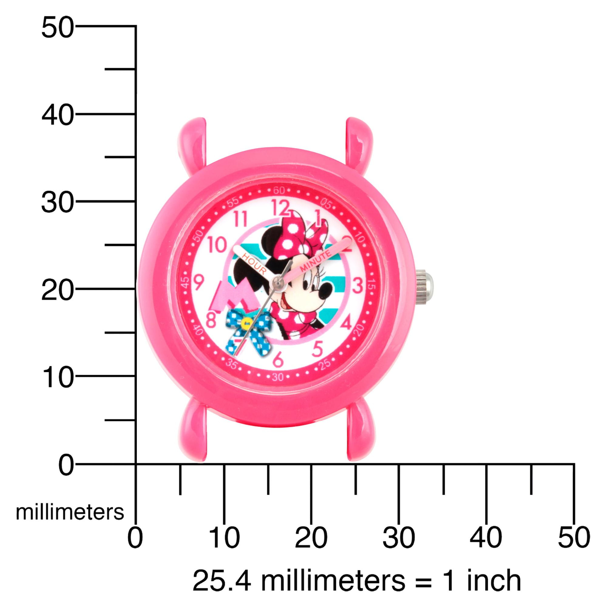 Minnie Mouse Girls' Pink Plastic Time Teacher Watch, Pink Silicon Strap 