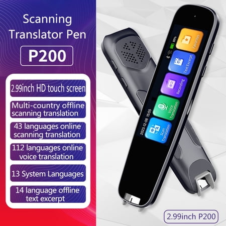 Scan Translator Pen,Offline Translation,Digital Reading Pen with 112 Language, Traductor de Idiomas, Smart Pen for Dyslexia Kids Adult, Instant Voice Translator for Study, Travel, Business
