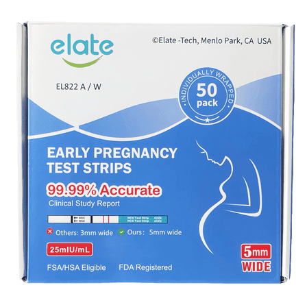 Elate Pregnancy Test Early Detection Strips – 50 Count Bulk EPT, Pruebas De Embarazo, Ultra-Sensitive 25mIU/mL, 99.99% Accurate, Easy Home Use
