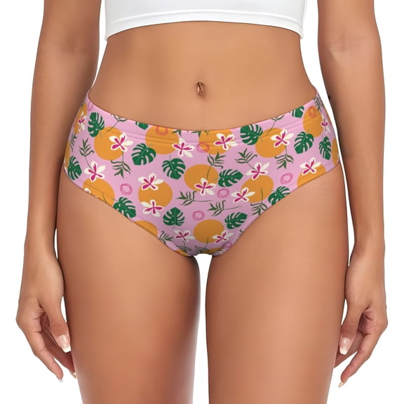 Womens Underwear - Fruit print No Show Seamless Underwear for Women, Stretch Women's Panties, Hipster Soft Comfort Ladies Panties Bikini Underwear Briefs