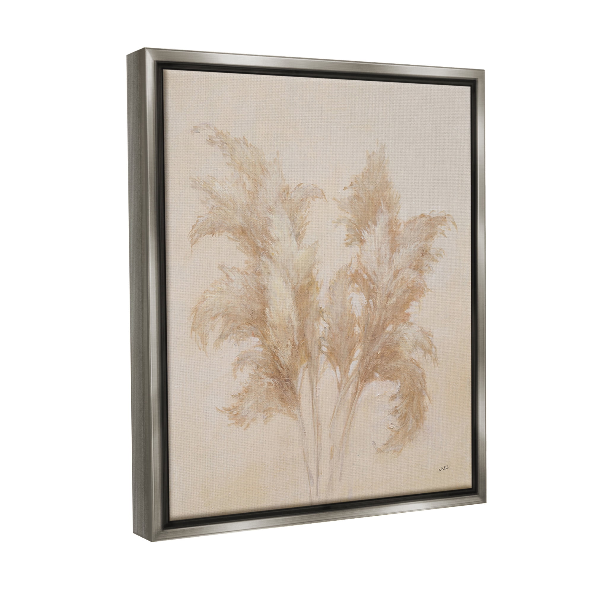 Stupell Industries Traditional Pampas Grass Botanical & Floral Painting Gray Floater Framed Canvas Art Print Wall Art, 25 x 31