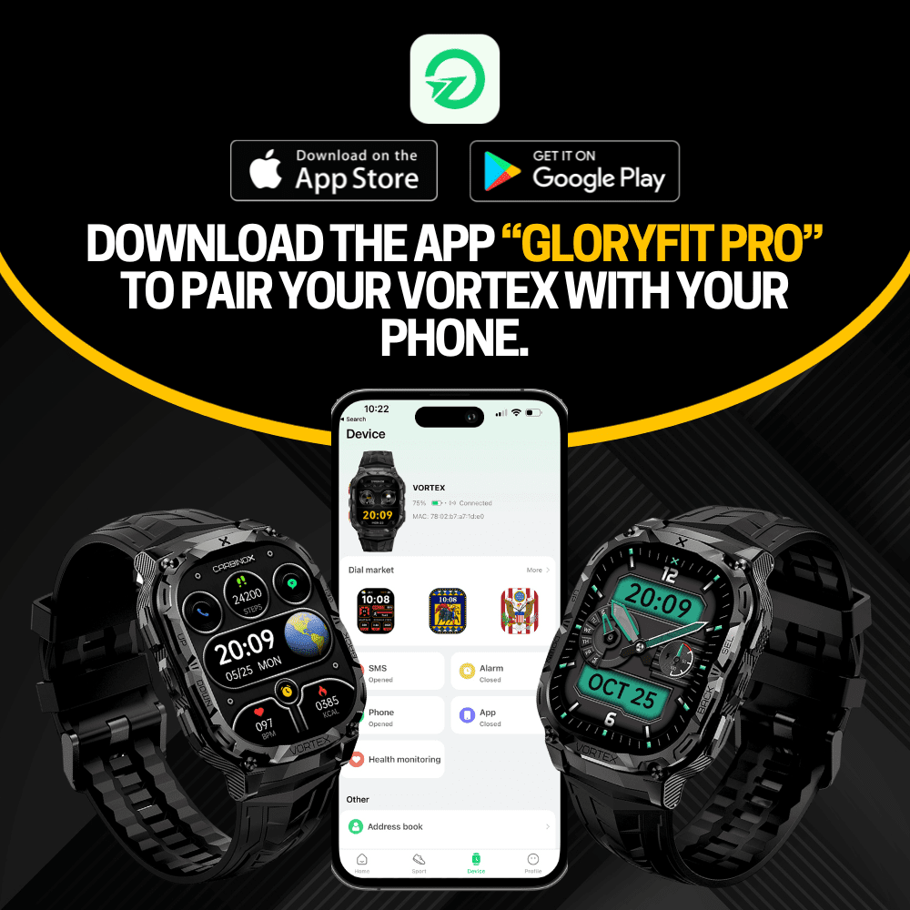 Carbinox vortex smart watch rugged fitness tracker waterproof, compatible with android and ios phone