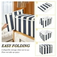 thumbnail image 4 of Navy Blue Wide Vertical Stripes Foldable Storage Bin with Lid and Handle Collapsible Storage Box 16.5 x 12.6 x 11.8 inches, 4 of 7