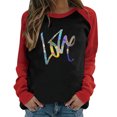 thumbnail image 2 of CEHVOM T-shirt Décontracté à Manches Longues pour Femmes, Col Rond Raglan, Imprimé de la Saint-Valentin, 2 of 4