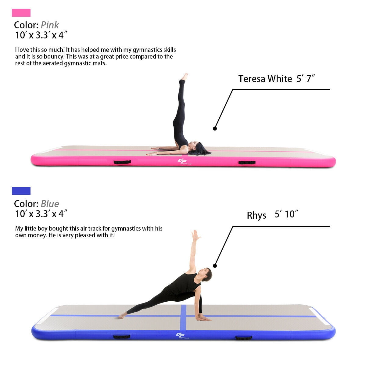 Goplus Inflatable Gymnastics Tumbling Mat Air Track Floor Mats