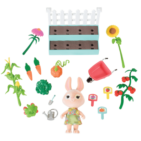 Honey Bee Acres Time to Garden Playset with Bunny Figure, 16 Pieces, Children Ages 3+