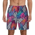 thumbnail image 2 of Picia Tropical Leaves pattern Mens Swim Trunks with Compression Liner Stretch Beach Shorts Quick Dry with Zipper Pockets No-Chafing Board Shorts-Small, 2 of 9