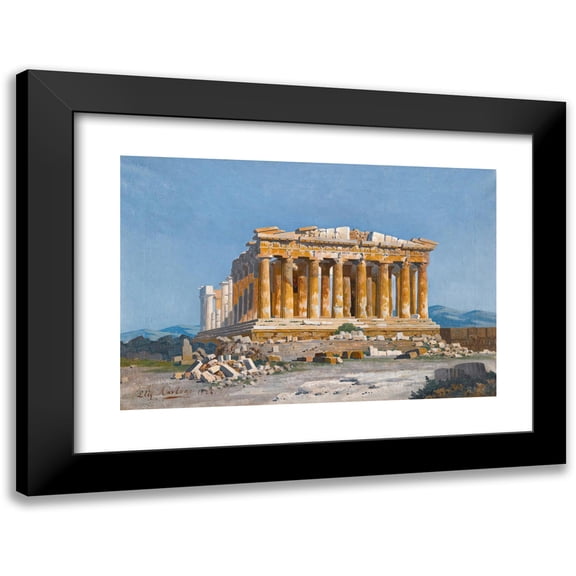 Stephanos Lanza 14x11 Black Modern Framed Museum Art Print Titled - The Acropolis (1924)