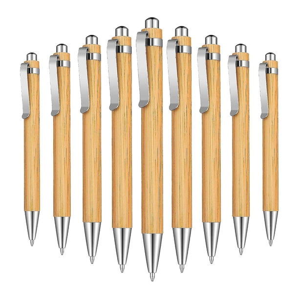 15 Pieces Bamboo Retractable Ballpoint Pen Black Ink 1 mm Office Products Pens Bamboo Ballpoint Pen Wood Ballpoint Pens