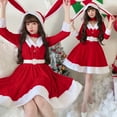 thumbnail image 5 of Christmas Dresses for Womens Furry Print Vintage Long-Sleeved Party Dress Mrs Santa Claus Fancy Outfits, 5 of 7