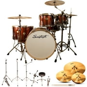 Sawtooth Command Series 6-Piece Drum Set with 24" Bass Drum, Hardware & Zildjian ZBT Cymbals, Red Streak ( box 1 of 3)