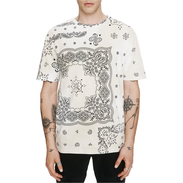Camiseta básica con estampado de Paisley para hombre de Elevenparis, gris M
