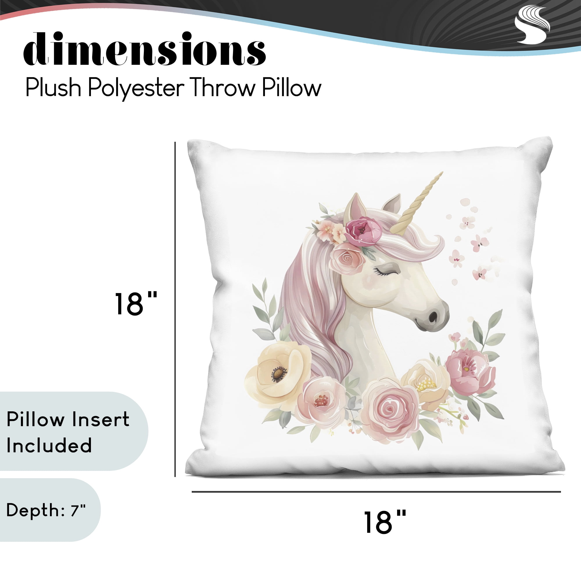 Stupell Industries Unicorn with Floral Wreath Decorative Printed Throw Pillow, design by Creative Studio