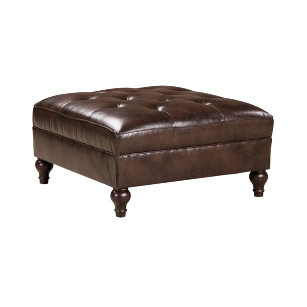 Ashley Alma Bay Oversized Square Leather Ottoman In Sisal Ashley Alma Bay Oversized Square