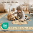 thumbnail image 4 of ODIKA 4'x6' Beige Blue Slate Motif Washable Area Rug Intricate Geometric Floral Design Pet Friendly, Non-Shedding for Bedroom, Reading Nook, 4 of 7