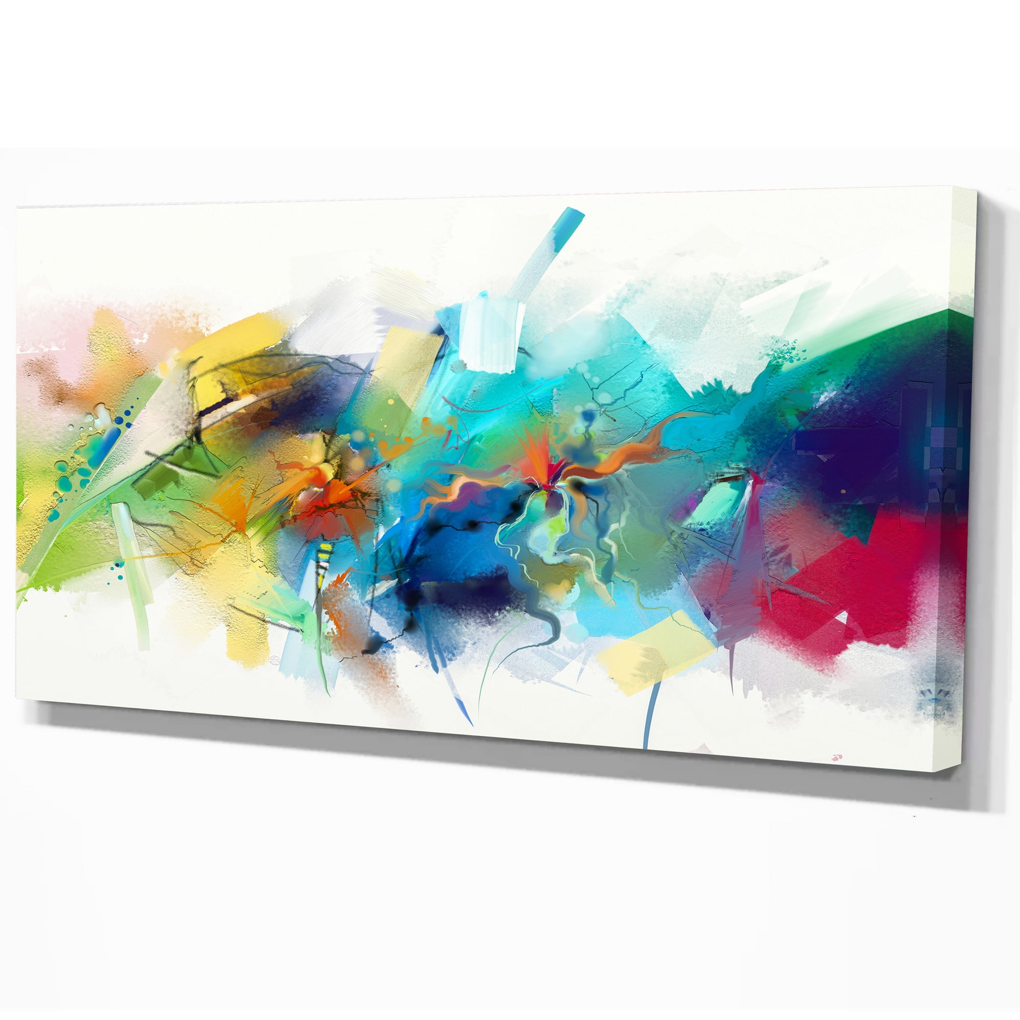 Designart 'Brush Stroke Colorful Oil Painting ' Contemporary Painting Print on Wrapped Canvas