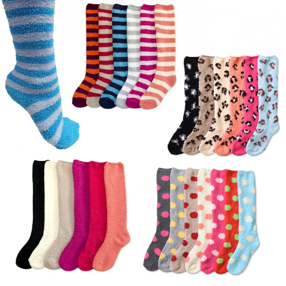 AllTopBargains - 12 Pairs Women Girl Winter Socks Cozy Fuzzy Slipper ...
