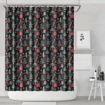 Dark Christmas Tree and Gift Pattern Shower Curtain 72"x84" ,Bathroom Decorative Shower Curtains Set with 12 Hooks,Modern Waterproof Washable Shower Curtain