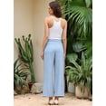 thumbnail image 5 of DARING DIVA Women's Wide Leg Belted Business Straight Long Trousers Small Blue, 5 of 7