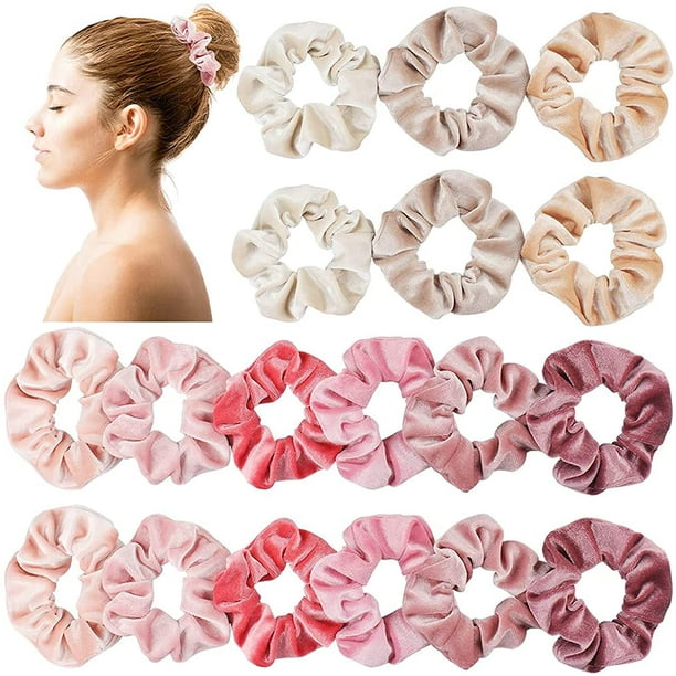 18 Piezas Gomas para el Cabello con Tema de Rubor Gomas Elásticas de Terciopelo para el Cabello Lazos para el Cabello Rosados ??con Amor Gomas para el Cabello para Mujeres y niñas